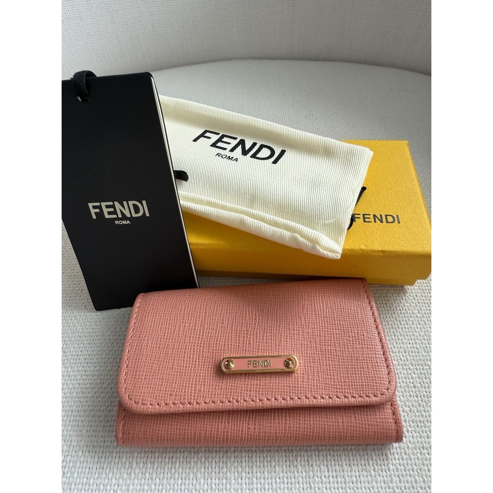 FENDI 6 Ring Key Case Holder Pouch Wallet Ring Pink 8AP079 W2F FOV8R